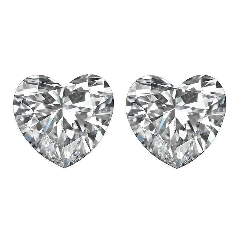Heart shape brillint cut match pair side stones diamonds