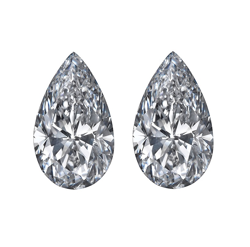 Pear shape cut match pair side stones diamonds
