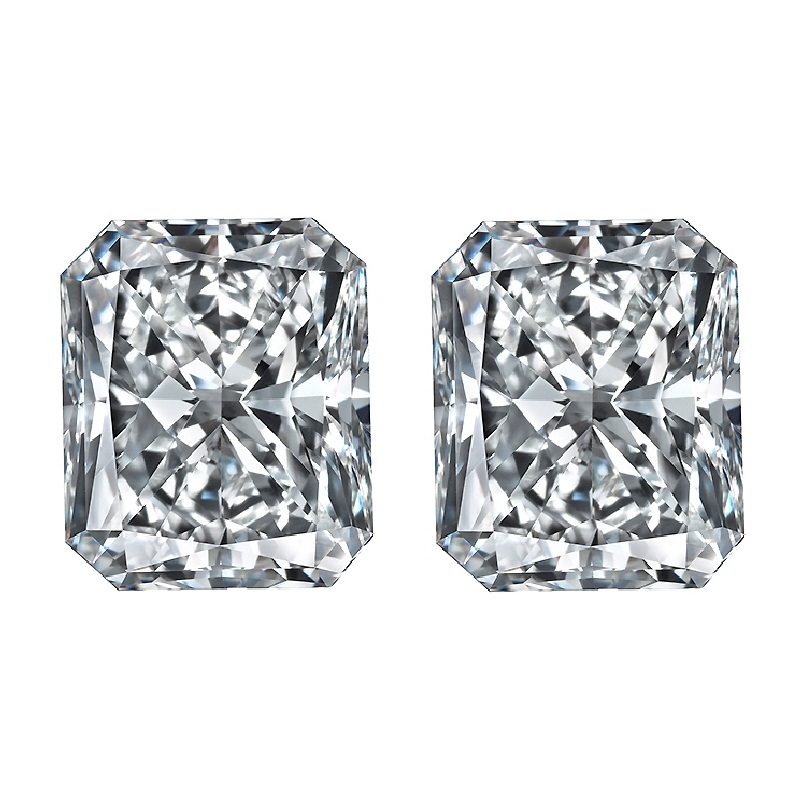 Rectangular Radiant cut match pair side stones diamonds